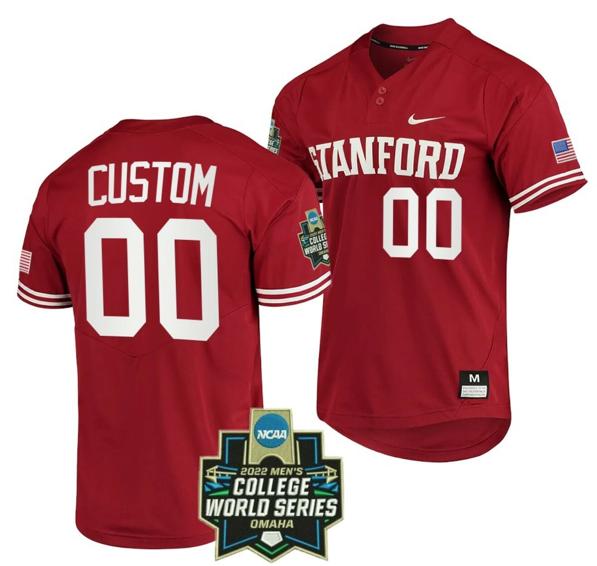 Men's Nike Custom Stanford Cardinal Baseball Jersey Name and Number NCAA 2022 College World Series Red