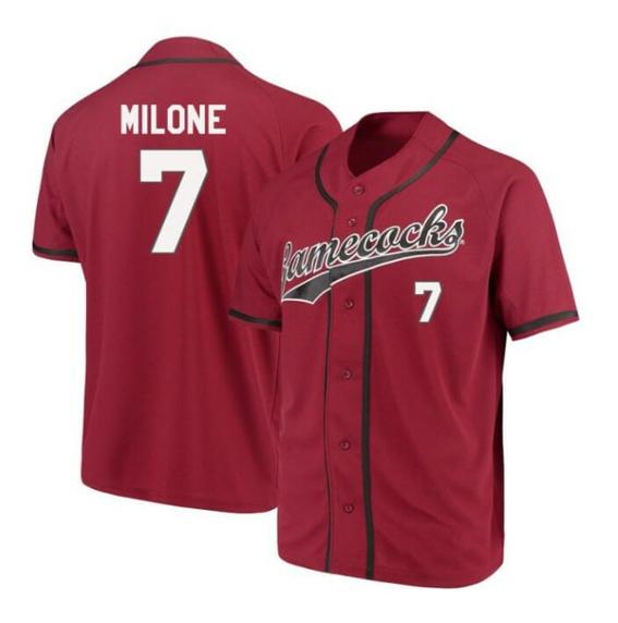 Men's Brennan Milone Jersey South Carolina Gamecocks Baseball NCAA College Garnet Alumni #7