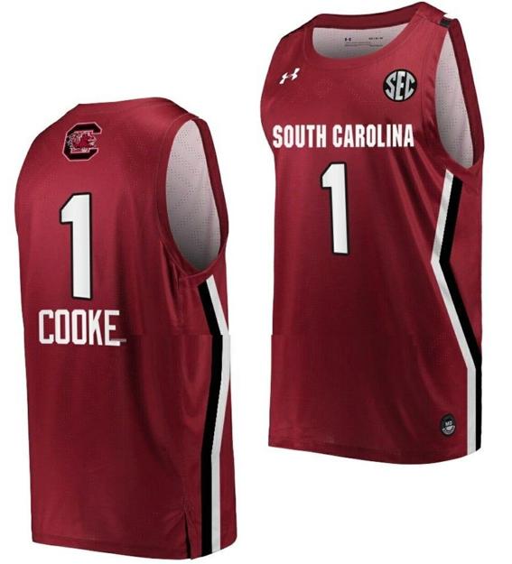 Men's Zia Cooke Jersey South Carolina Gamecocks College Basketball Wine #1