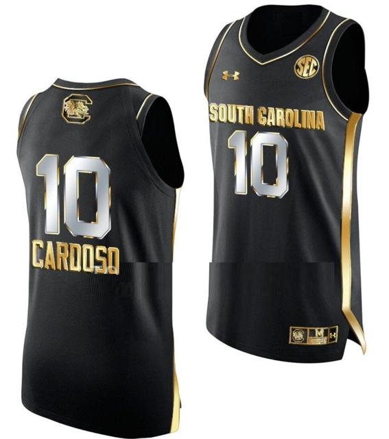 Men's Kamilla Cardoso Jersey #10 South Carolina Gamecocks College Basketball Black Golden