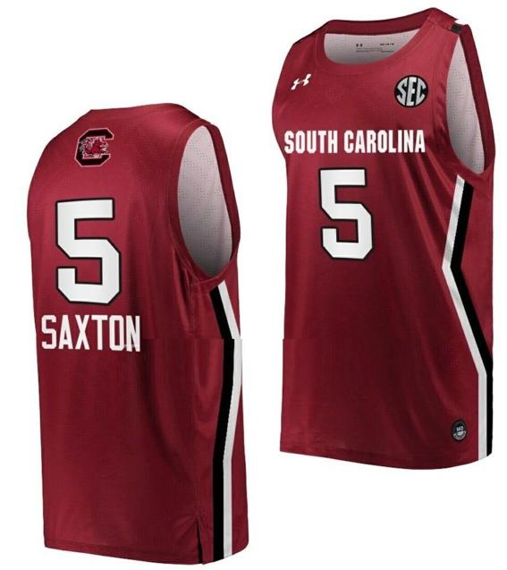 Men's Victaria Saxton Jersey South Carolina Gamecocks College Basketball Wine #5