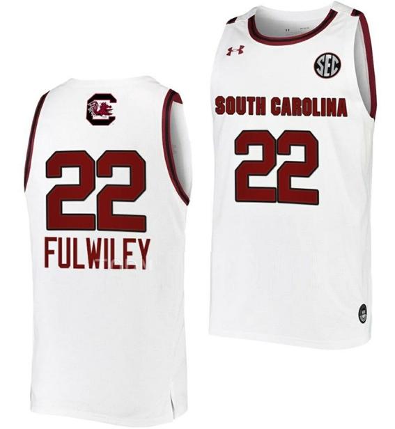 Men's Milaysia Fulwiley Jersey South Carolina Gamecocks College Basketball White #22