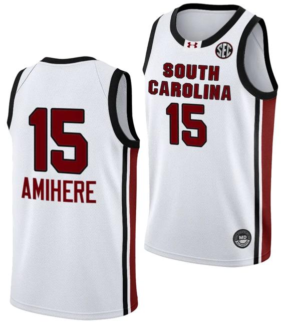 Men's Laeticia Amihere Jersey #15 South Carolina Gamecocks College Basketball 2023-24 White