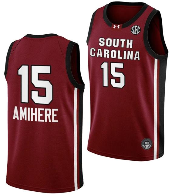 Men's Laeticia Amihere Jersey #15 South Carolina Gamecocks College Basketball 2023-24 Garnet