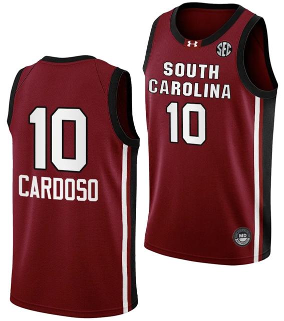 Men's Kamilla Cardoso Jersey #10 South Carolina Gamecocks College Basketball 2023-24 Garnet