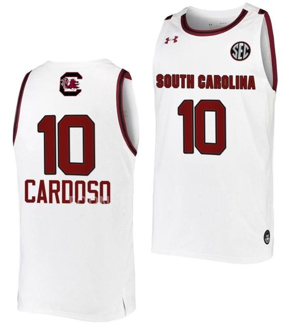 Men's Kamilla Cardoso Jersey #10 South Carolina Gamecocks College Basketball White