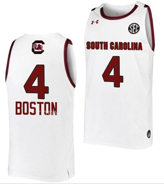 Men's Aliyah Boston Jersey South Carolina Gamecocks College Basketball White #4