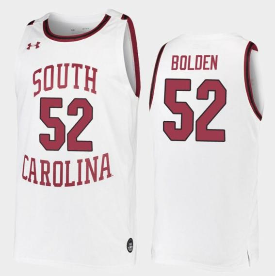 Men's Jair Bolden Jersey South Carolina Gamecocks College Basketball White Replica #52