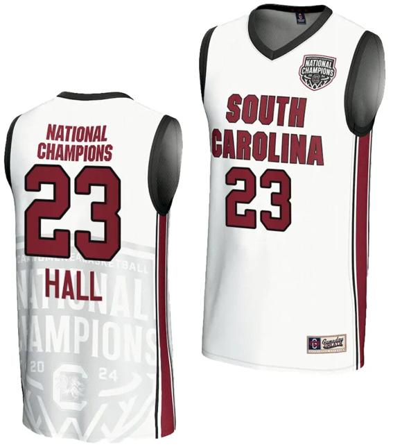 Men's Bree Hall Jersey #23 South Carolina Gamecocks 2024 NCAA Basketball National Champions White