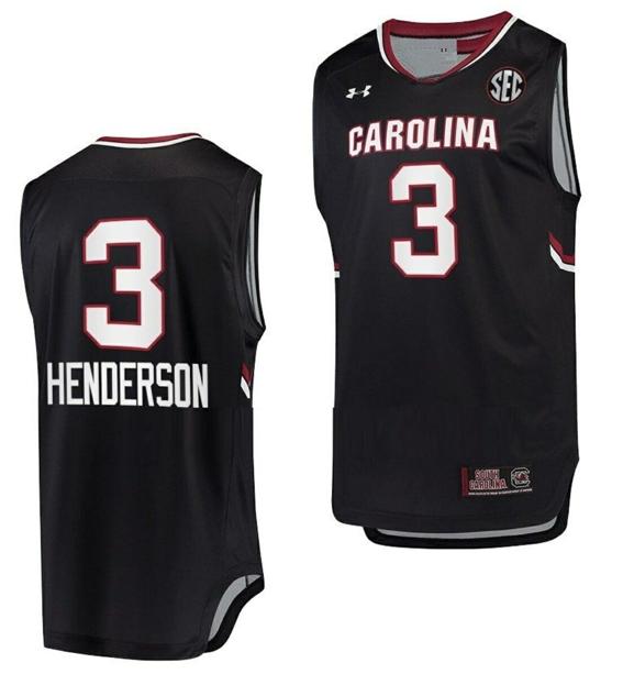 Men's Destanni Henderson Jersey South Carolina Gamecocks Jersey College Basketball Black #3