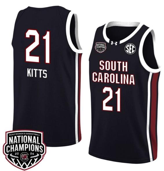 Men's Chloe Kitts Jersey #21 South Carolina Gamecocks 2024 NCAA Basketball National Champions Black