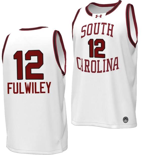 Men's MiLaysia Fulwiley Jersey #12 South Carolina Gamecocks Basketball Throwback Replica White