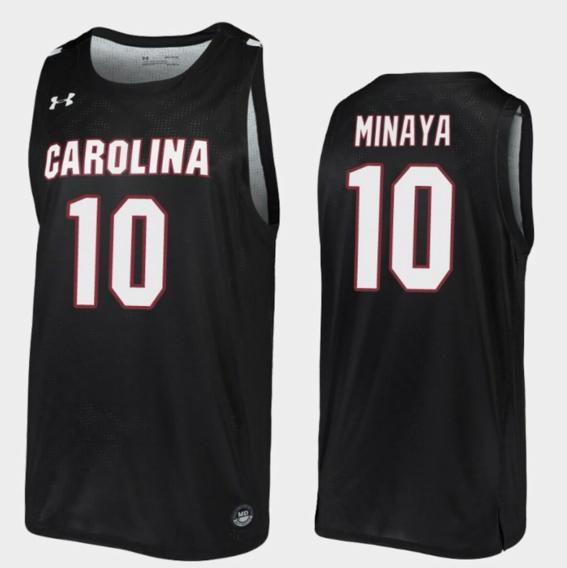 Men's Justin Minaya Jersey South Carolina Gamecocks College Basketball Black Replica #10