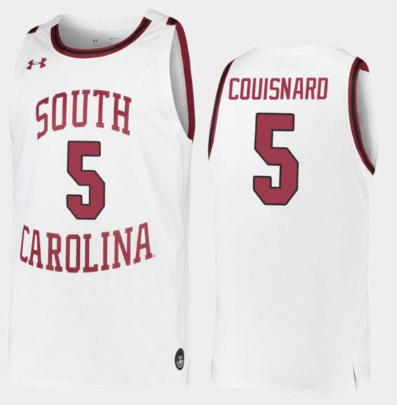 Men's Jermaine Couisnard Jersey South Carolina Gamecocks College Basketball White Replica #5