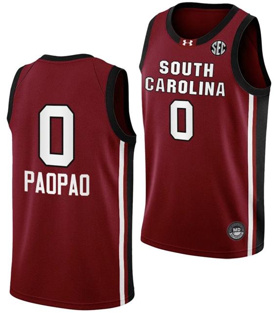 Men's Te Hina Paopao Jersey #0 South Carolina Gamecocks College Basketball 2023-24 Garnet