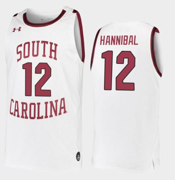 Men's Trae Hannibal Jersey South Carolina Gamecocks College Basketball White Replica #12