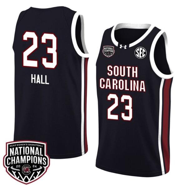 Men's Bree Hall Jersey #23 South Carolina Gamecocks 2024 NCAA Basketball National Champions Black