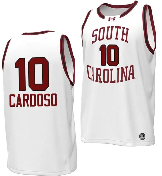 Men's Kamilla Cardoso Jersey #10 South Carolina Gamecocks Basketball Throwback Replica White