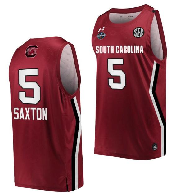 Men's Victaria Saxton Jersey South Carolina Gamecocks College Basketball 2022 March Madness Final Four Wine #5