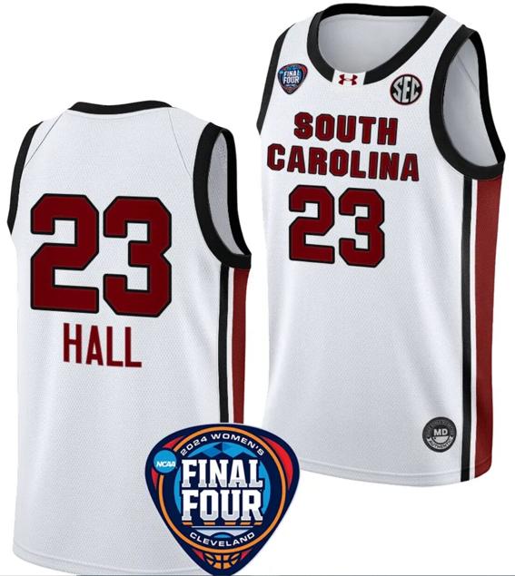 Men's Bree Hall Jersey #23 South Carolina Gamecocks Basketball 2024 NCAA March Madness Final Four White