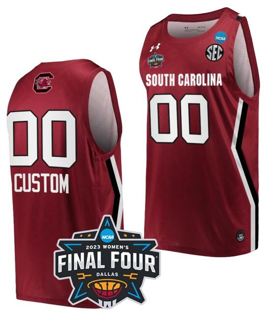 Men's Custom South Carolina Gamecocks Jersey College Basketball 2023 NCAA Final Four Garnet