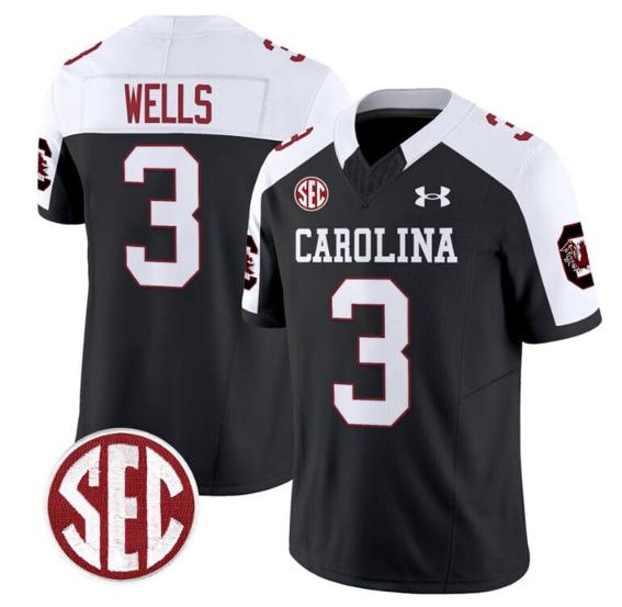 Men's Juice Wells Jersey #3 South Carolina Gamecocks Football 1980 Throwback Vapor Limited Black Alternate