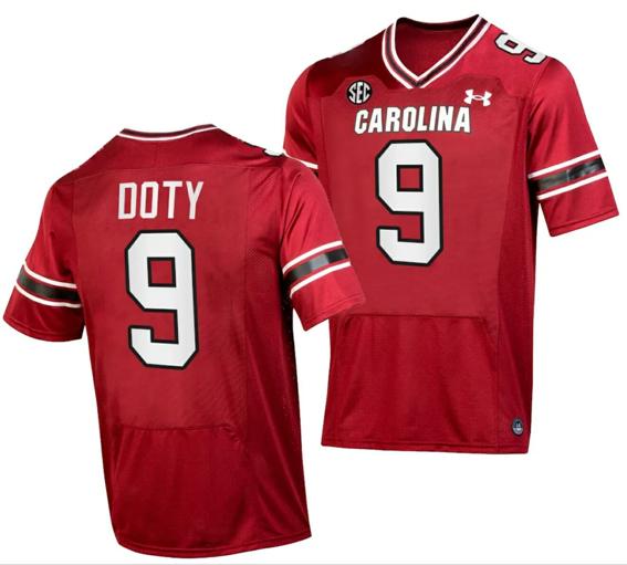 Men's South Carolina Gamecocks Luke Doty Jersey #9 College Football Stitched Garnet 2023