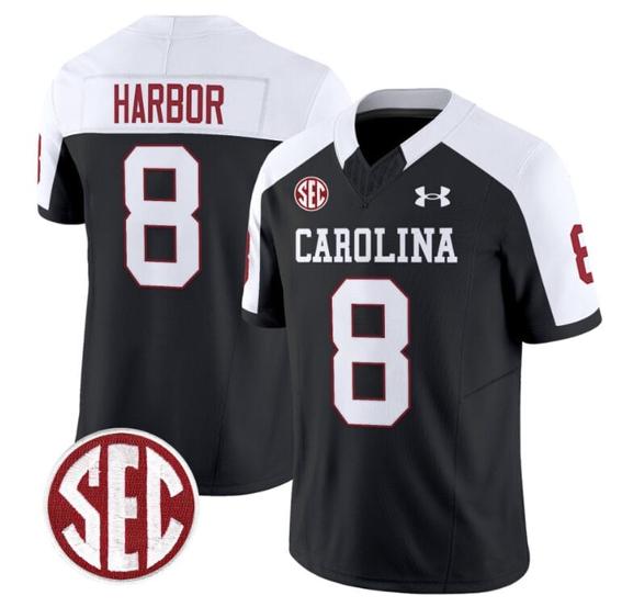 Men's Nyck Harbor Jersey #8 South Carolina Gamecocks Football 1980 Throwback Vapor Limited SEC Patch Black Alternate