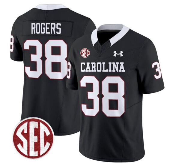 Men's George Rogers Jersey #38 South Carolina Gamecocks Football 1980 Throwback Vapor Limited SEC Patch Black