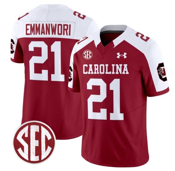 Men's Nick Emmanwori Jersey #21 South Carolina Gamecocks Football 1980 Throwback Vapor Limited Garnet Alternate