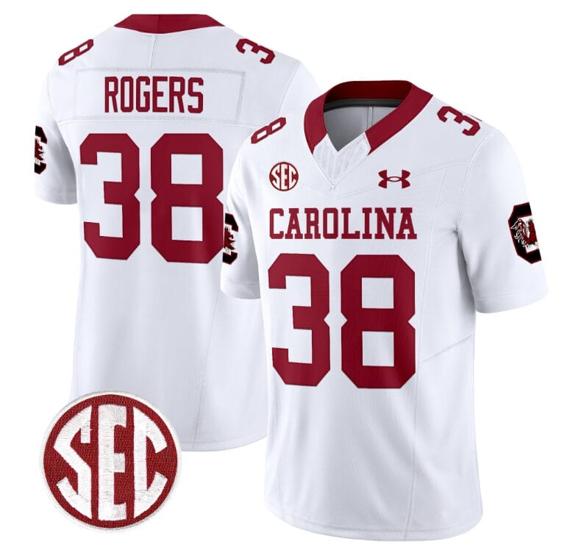 Men's George Rogers Jersey #38 South Carolina Gamecocks Football 1980 Throwback Vapor Limited White