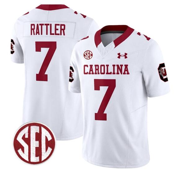 Men's Spencer Rattler Jersey #7 South Carolina Gamecocks Football 1980 Throwback Vapor Limited White