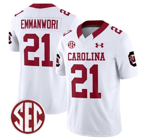 Men's Nick Emmanwori Jersey #21 South Carolina Gamecocks Football 1980 Throwback Vapor Limited White