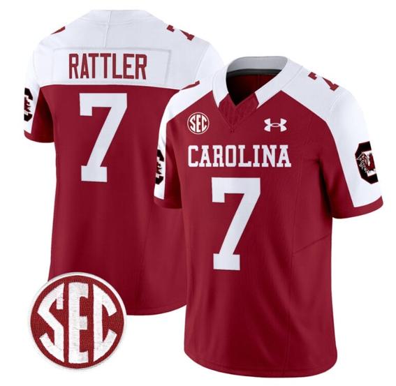 Men's Spencer Rattler Jersey #7 South Carolina Gamecocks Football 1980 Throwback Vapor Limited Garnet Alternate