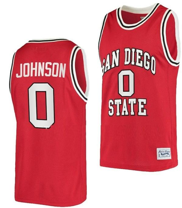 Men's Keshad Johnson Jersey San Diego State Aztecs College Basketball Red Retro #0