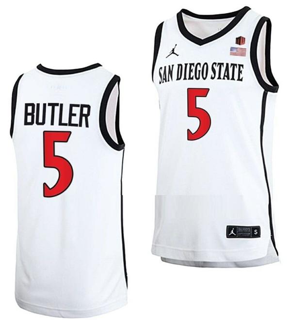 Men's Lamont Butler Jersey San Diego State Aztecs College Basketball Home White #5