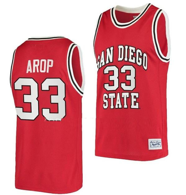 Men's Aguek Arop Jersey San Diego State Aztecs College Basketball Red Retro #33