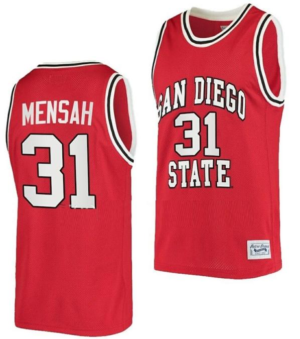 Men's Nathan Mensah Jersey San Diego State Aztecs College Basketball Red Retro #31