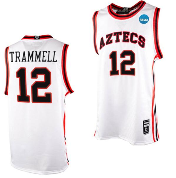 Men's Darrion Trammell Jersey San Diego State Aztecs College Basketball 2023 NCAA March Madness White #12