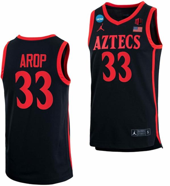 Men's Aguek Arop Jersey San Diego State Aztecs College Basketball 2023 NCAA March Madness Black #33