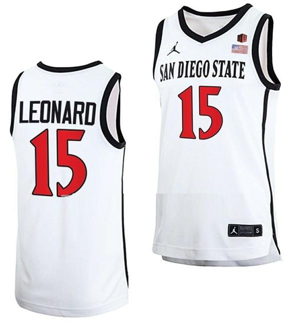 Men's Kawhi Leonard Jersey San Diego State Aztecs College Basketball Home White #15