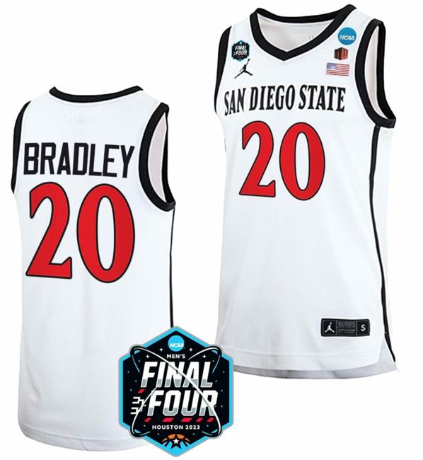 Men's Matt Bradley Jersey San Diego State Aztecs College Basketball 2023 NCAA Final Four White #20