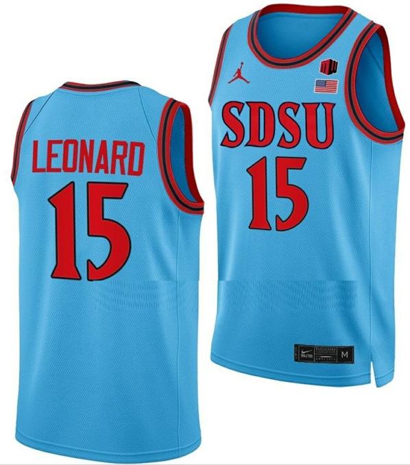 Men's Kawhi Leonard Jersey San Diego State Aztecs College Basketball Blue Alternate #15