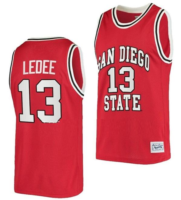 Men's Jaedon LeDee Jersey San Diego State Aztecs College Basketball Red Retro #13