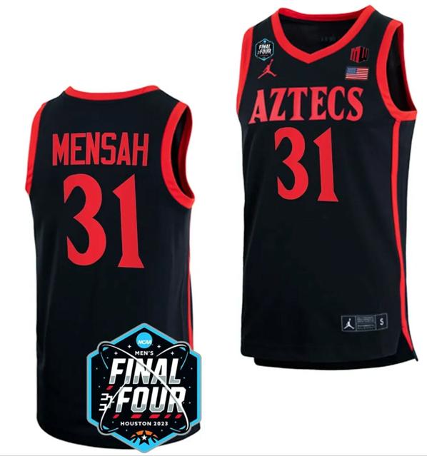 Men's Nathan Mensah Jersey San Diego State Aztecs 2023 NCAA National Championship March Madness Black #31