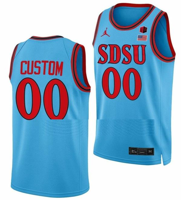 Men's Custom San Diego State Aztecs Jersey Name and Number College Basketball Blue