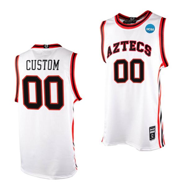 Men's Custom San Diego State Aztecs Jersey Name and Number College Basketball March Madness White Throwback