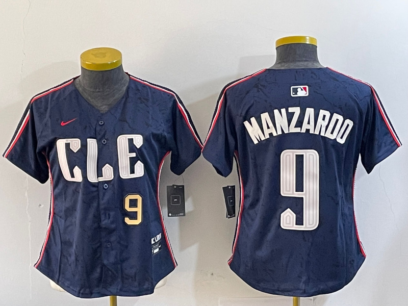 Women's Cleveland Guardians #9 Kyle Manzardo Navy 2024 City Connect Stitched Baseball Jersey