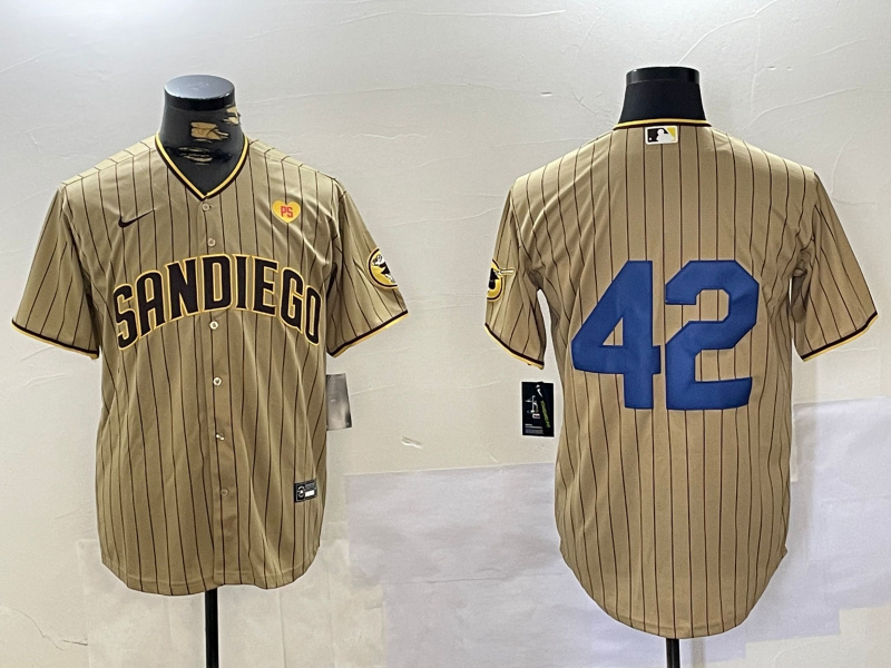 Men's San Diego Padres #42 Jackie Robinson Tan Cool Base Stitched Baseball Nike Jersey