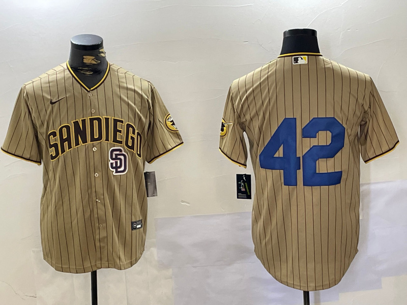 Men's San Diego Padres #42 Jackie Robinson Tan Cool Base Stitched Baseball Nike Jerseys